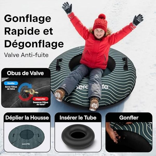 Découvrez notre test complet de la luge gonflable SereneLife 100 cm : performance, durabilité et usage polyvalent pour des descentes inoubliables sur neige