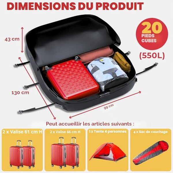 Découvrez notre avis complet sur le sac de toit Gadlane 550 L : imperméabilité garantie, grande capacité et installation facile pour vos voyages en voiture. 