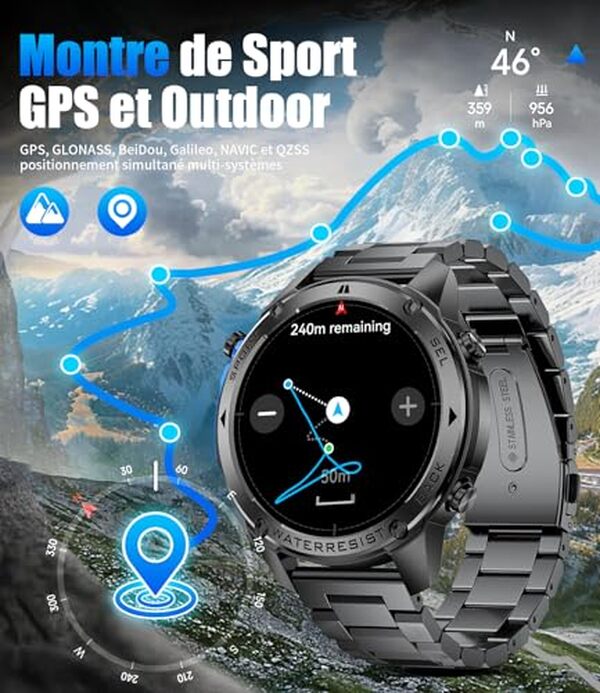 Découvrez notre test complet de la montre GPS connectée pour homme avec boussole intégrée et certification étanchéité IP68. Caractéristiques, performances et avis d'expert.